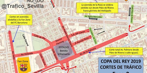 El Ayuntamiento pone en marcha un plan especial de limpieza, transporte público y tráfico con motivo de la final de la Copa del Rey