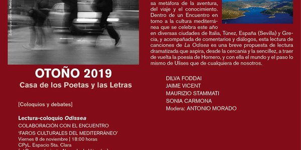 La Casa de los Poetas se suma al encuentro internacional ‘Faros Culturales del Mediterráneo’ con la lectura-coloquio ‘Odissea’