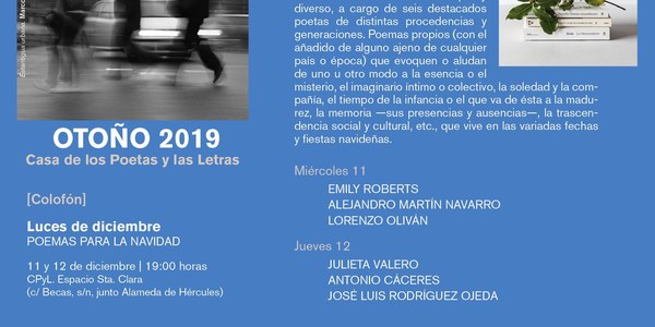 La Casa de los Poetas y las Letras celebra el colofón de su temporada otoñal con ‘Luces de diciembre. Poemas para la Navidad’