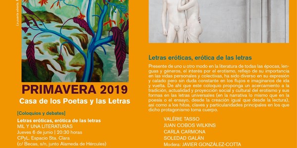 La Casa de los Poetas y las Letras celebra el coloquio ‘Letras eróticas, erótica de las  letras’ dentro de su programación de primavera