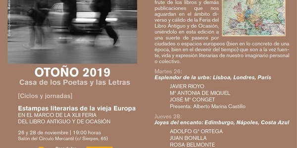 La Casa de los Poetas y las Letras recala en la Feria del Libro Antiguo y de Ocasión con el ciclo ‘Estampas literarias de la vieja Europa’