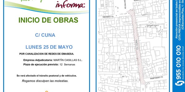 Ayuntamiento y Endesa inician el lunes un proyecto coordinado para sustituir las redes de saneamiento, abastecimiento y electricidad y reurbanizar la calle Cuna entre Plaza del Salvador y Cerrajería