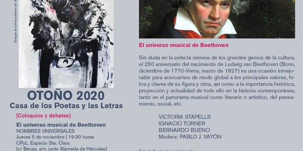 La Casa de los Poetas y las Letras del ICAS examina la figura y obra de Beethoven y su proyección en el 250 aniversario de su nacimiento