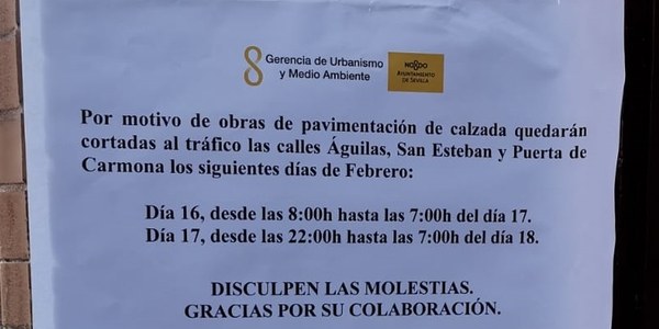 El Ayuntamiento ejecutará a partir del domingo obras de repavimentación de 11 calles y plazas del Casco Antiguo con horarios que compatibilizan el descanso vecinal, las rutas de Tussam y la actividad en días laborables
