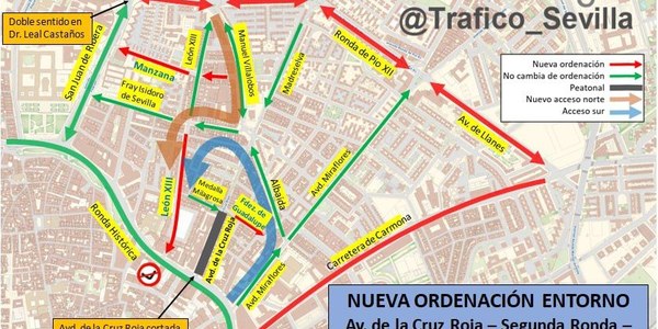 El Ayuntamiento culmina la implantación del doble sentido en la segunda ronda y los trabajos para que la Carretera de Carmona tenga sentido único en dirección al Casco Antiguo para el vehículo privado