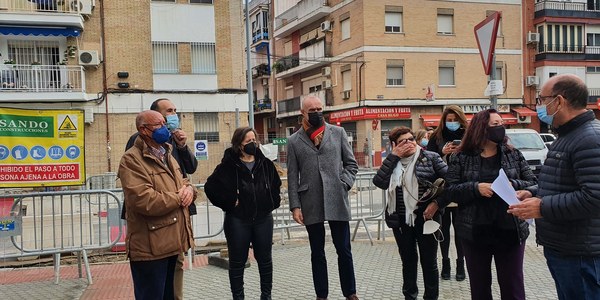 El Ayuntamiento ejecuta inversiones para la mejora de la accesibilidad y ampliación de itinerarios peatonales y arbolado en las calles Evangelista y Juan Díaz de Solís de Triana