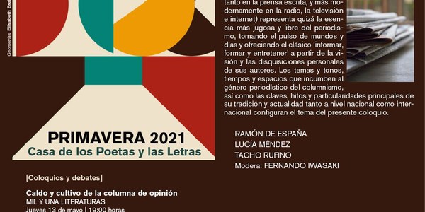 La Casa de los Poetas y las Letras dedica su cita semanal al género periodístico del columnismo