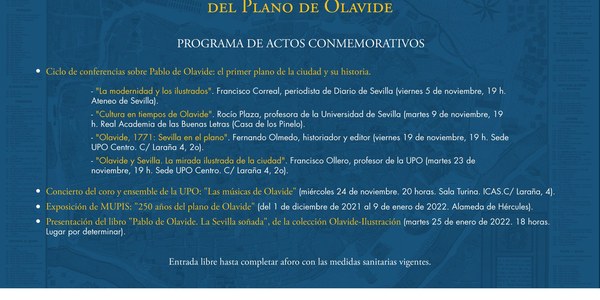 La UPO y el Ayuntamiento de Sevilla conmemoran el 250 aniversario del Plano de Olavide