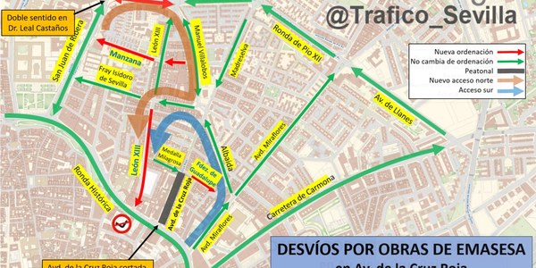 El Ayuntamiento inicia esta semana las obras de transformación urbana y medioambiental de la Avenida de la Cruz Roja y pone en marcha un plan de tráfico alternativo desde el miércoles que garantiza los accesos y las líneas de Tussam