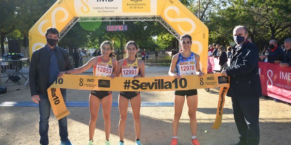 Pablo Romero y Belén Infantes se proclaman vencedores de la Carrera Popular Parque de Miraflores, cuarta cita del circuito #Sevilla10