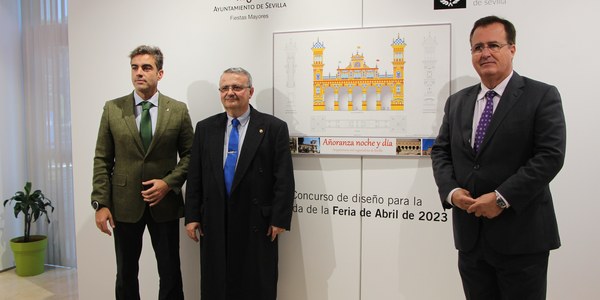 El Colegio de Aparejadores y Arquitectos Técnicos acoge hasta el 16 de diciembre una exposición de una selección de proyectos presentados al concurso de ideas convocado por el Ayuntamiento de Sevilla para la portada de la Feria de Abril de 2023