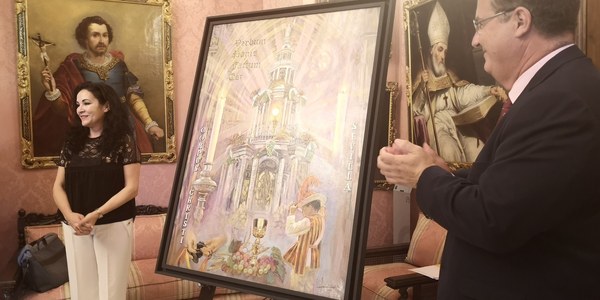 La pintora Isabel Castilla realiza el cartel del Ayuntamiento de Sevilla para el Corpus Christi de 2022 y presenta una obra figurativa con tintes impresionistas bajo el título ‘Y el Verbo se hizo pan’