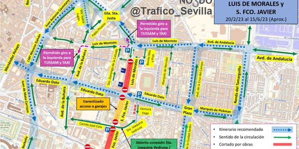 El Ayuntamiento inicia la próxima semana las obras de la plataforma tranviaria y el corredor verde en el tramo Luis de Morales, diseña un plan especial de tráfico con rutas alternativas por el corte total de esta vía y comienza a liberar distintas calles interiores de la Avenida San Francisco Javier