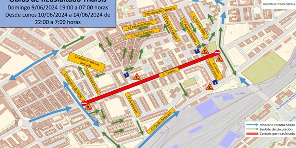El Ayuntamiento inicia el día 9 las obras de repavimentación de la calle Tharsis, en el distrito San Pablo-Santa Justa