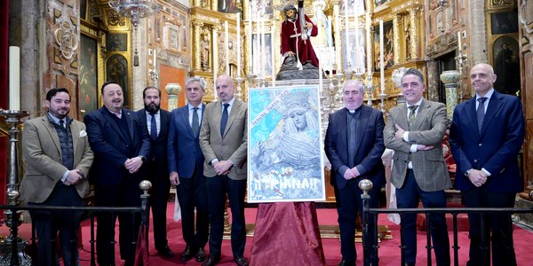 La Esperanza de Triana y el Cachorro, protagonistas del Cartel de la Semana Santa de Triana 2025, obra de José Cabrera