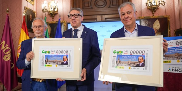 El Ayuntamiento acoge la presentación del cupón que la ONCE dedica a Aníbal González en el 150 aniversario de su nacimiento