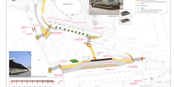 (8/9/2017) El Ayuntamiento y CaixaBank acuerdan la reurbanización, la reordenación de itinerarios peatonales y ciclistas y la mejora del transporte público en el entorno del Acceso  Sur al complejo de Torre Sevilla