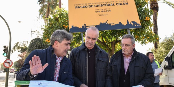 El Ayuntamiento inicia las obras de construcción del nuevo carril bici del Paseo Colón que unirá los Jardines del Cristina y Reyes Católicos