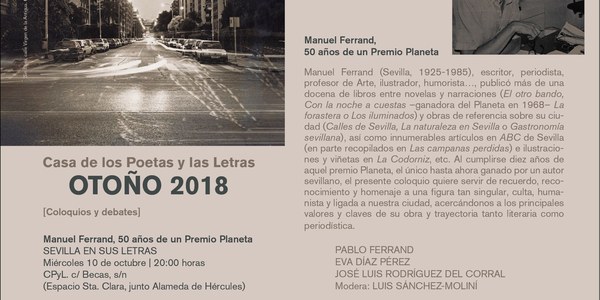 La Casa de los Poetas y las Letras homenajea a Manuel Ferrand por los 50 años de su Premio Planeta