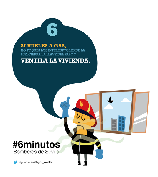 6.- Si hueles a gas, no toques los interruptores de la luz, cierra la llave de paso y ventila la vivienda.