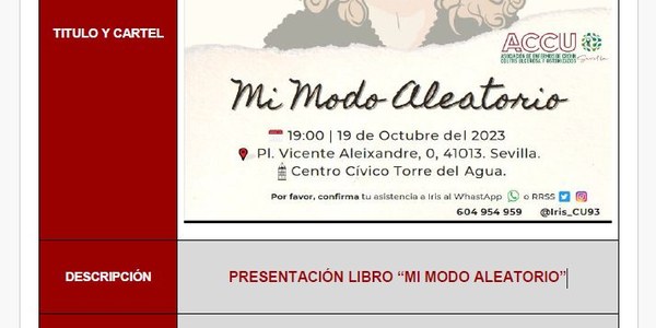 PRESENTACIÓN  DEL LIBRO “MI MODO ALEATORIO”