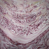12 SERGIO CRUZ, Mantón marinero, Acrílico sobre lienzo, 40x40 cm