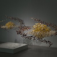 20. LOLA GUERRERA - "The Twins". Dos esculturas realizadas con materiales naturales secados y tratados con latex vinílico y colgados sobre hilos de nylon. Estructura y base de madera. 100 x 100 x 300 cms
