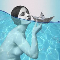 27. PEPA LÓPEZ RECIO - "Navegar", serie "Iceberg". Collage digital/Imagen digital, Impresión digital sobre Papel Algodón. 48 X 39 cms.