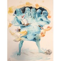 28. JOSEMA LÓPEZ VIDAL - "El océano; quintuple y uno”. Acuarela sobre papel. 50 x 35 cms. 2021