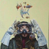 29 MANUEL LUNA, Adaptación, Óleo sobre tela, 81x81 cm