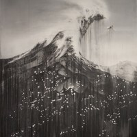 38 JOSÉ LUIS PUCHE, Schubertiade, Carbón graso, pastel graso sobre papel Saunders Waterford, 200x153 cm