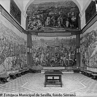 Real Alcázar. Sala de los tapices del Palacio gótico. 1929-1931 ©ICAS-SAHP. Fototeca Municipal de Sevilla, fondo Serrano