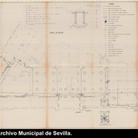 Plano (planta baja) para la restauración del edificio, obra de Antonio Cruz y Antonio Ortiz, destinado a Archivo Histórico Provincial y Archivos Municipales. 1982. ©ICAS-SAHP, Archivo Municipal de Sevilla.