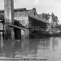 17. Inundación de una fábrica de corcho.   ©ICAS-SAHP, Fototeca Municipal de Sevilla, archivo Serrano