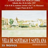 12. Velá de Santiago y Santa Ana. Pesca: concurso de pesca libre. 1997. Cartel. Firma: J. Romero ©ICAS-SAHP, Archivo Municipal de Sevilla