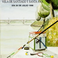 14. Velá de Santiago y Santa Ana. Pesca: concurso de pesca libre. 1998. Cartel. Firma: J. Romero ©ICAS-SAHP, Archivo Municipal de Sevilla