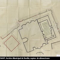 Plano de alineación de las plazas del Triunfo y del Palacio Arzobispal. 1880. ©ICAS-SAHP, Archivo Municipal de Sevilla, exptes. de alineaciones