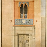 08 Fachada del palacio de los marqueses de la Algaba. Acuarela de Joaquín Guichot. Ver pp. 219-235 Tomo I