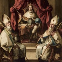 22 Juan Espinal.  Escudo de las Armas de Sevilla con Fernando III, San Isidoro y San Leandro. Ver op.cit., pp. 226. Tomo II