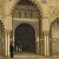 53 Rosendo Fernández Rodríguez.  Acceso al salón de Embajadores en  el Alcázar de Sevilla. 1871. P.290-291. Tomo II 