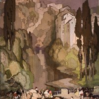 65 Gustavo Bacarisas Podestá.  Vista de la cuenca desde la Hoz del Júcar y la Torre de Mangana. 1929. Ver op.cit., pp. 320-321. Tomo II