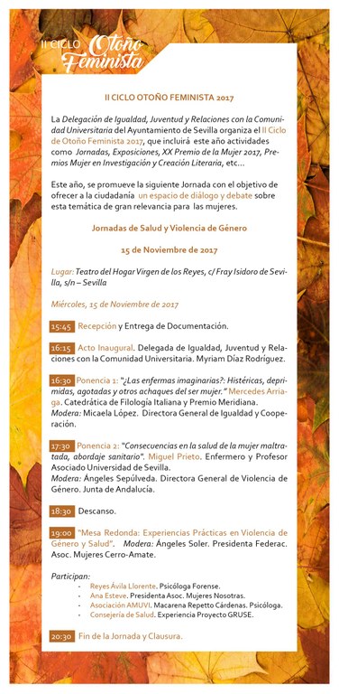 Programa Jornada 15 Noviembre Salud y Violencia de Género